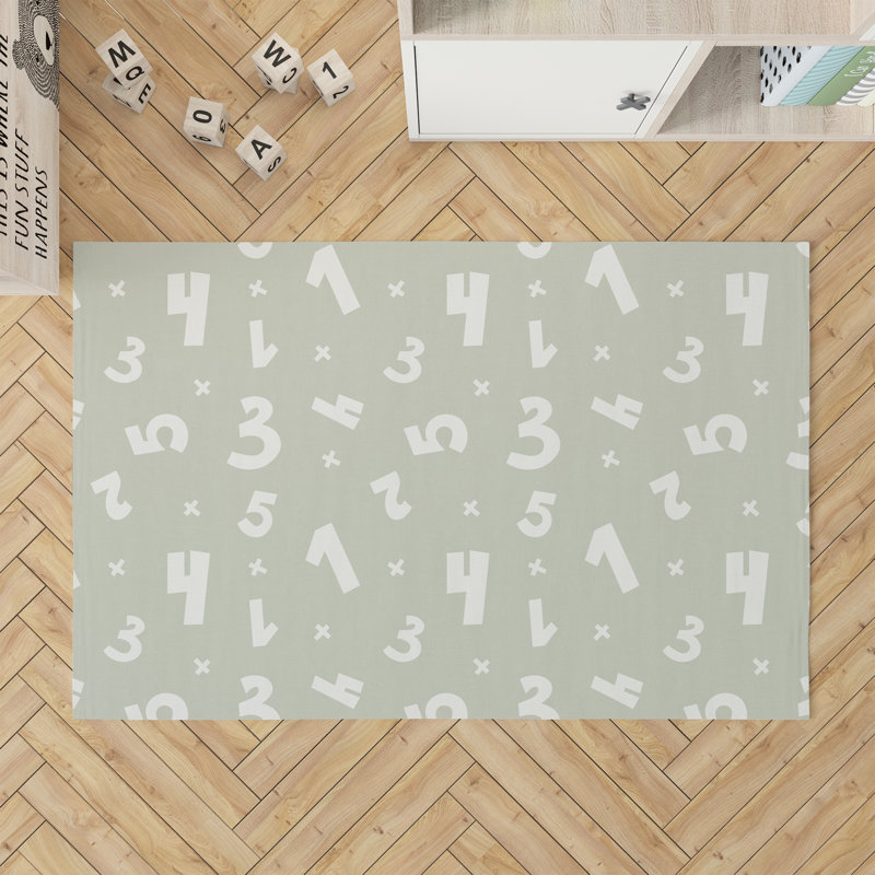 Numbers Kids Play Mat, Light Green, Rectangle 4' x 6'