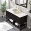 Meuble-lavabo moderne de 48 po avec rangement, panneau de fibres à densité moyenne et pierre frittée, lavabo brillant pour la maison