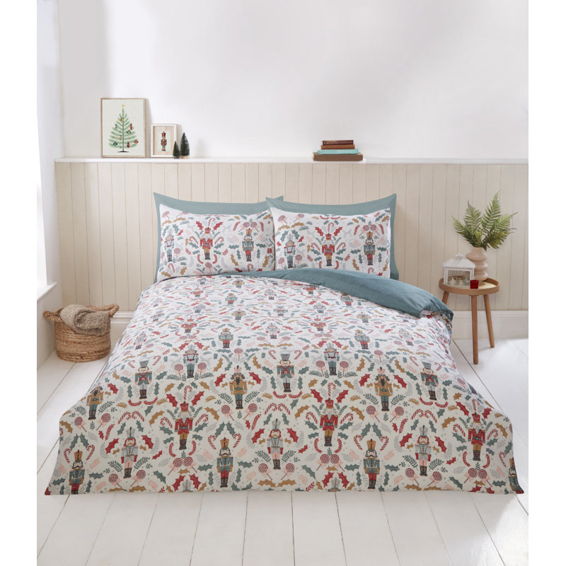 Nutcracker Microfiber Microfiber Abstract Duvet Cover with Pillowcases, Double Duvet Cover + 2 Standard Pillowcases, White