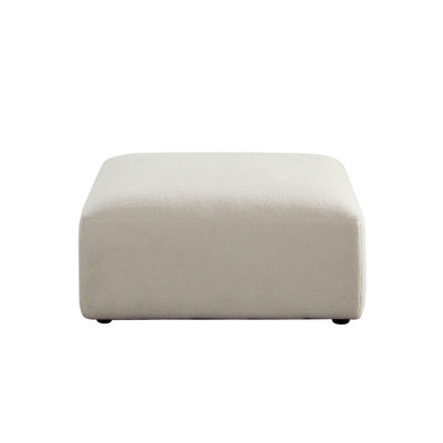 Muse Ottoman In Mist White Performance Fabric