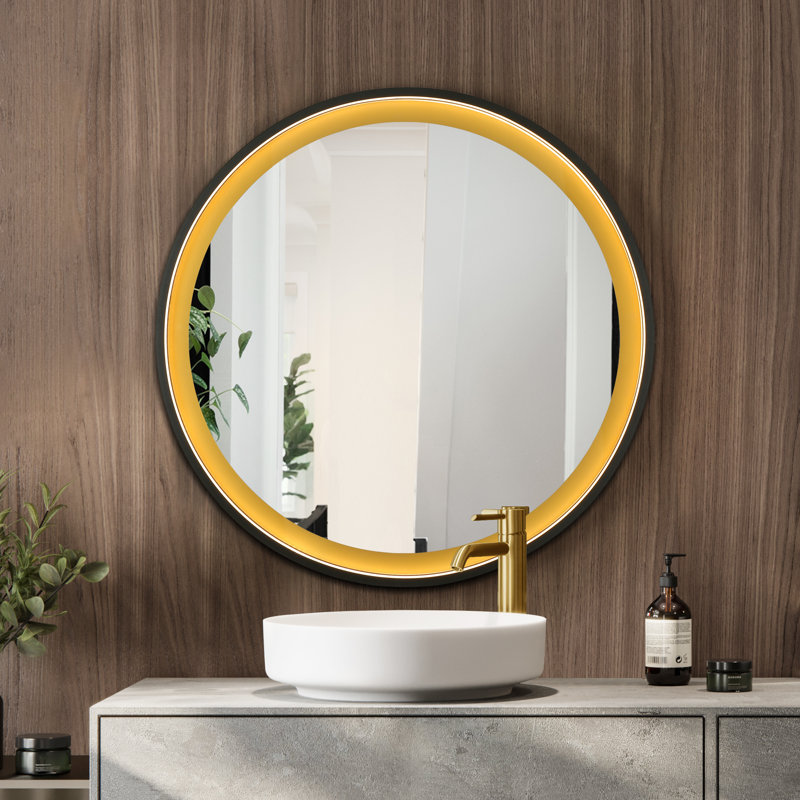 Miroir mural rond à DEL à intensité variable de 36 po Chantae