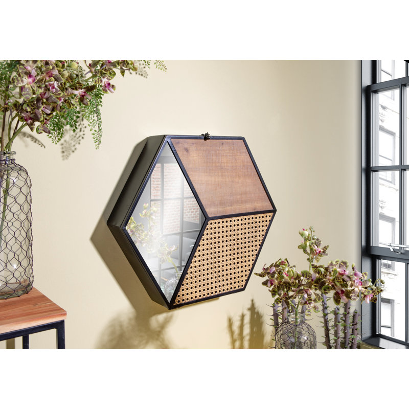 Nuangola Metal Flat Wall Mirror with Shelves