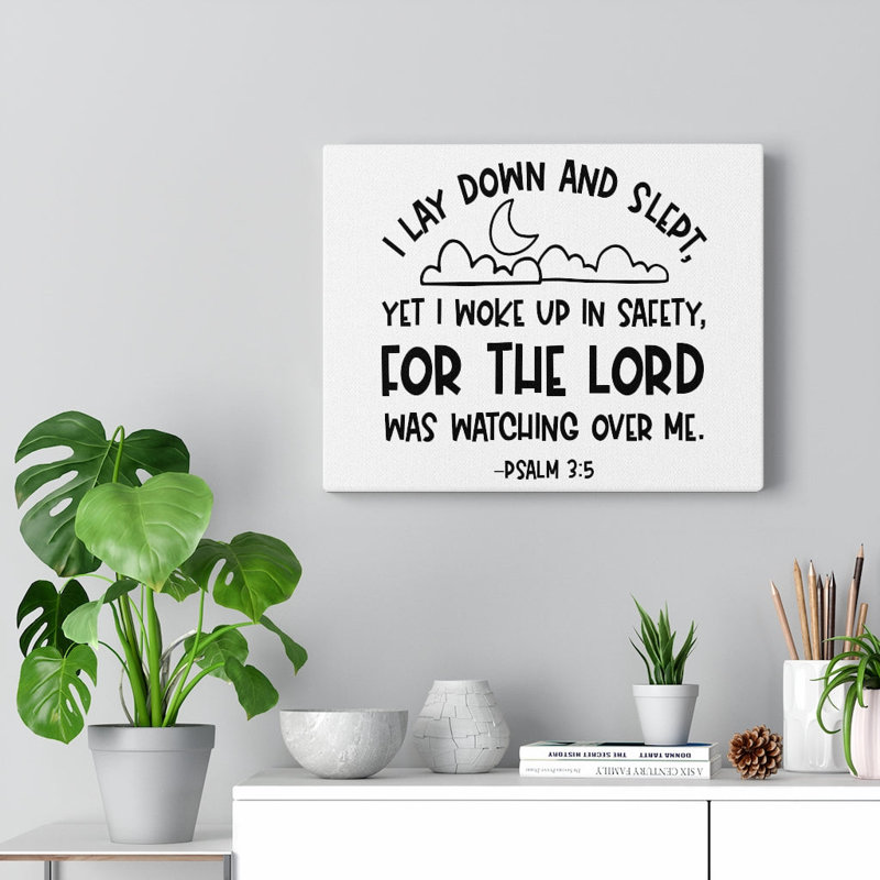 For the Lord Psalm 3: 5 Christian Wall Art, verset biblique imprimé prêt à être accroché, H 11 po x l 14 po x P 1,25 po