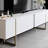 Modern White and Gold TV Stand, 70.9 x 11.8 x 19.7 inches | 100% Melamine Coated Particle Board, 0.7 inch Thickness | Stylish Metal Legs | Perfect for Living Room & Entertainment Spaces, Glam Design