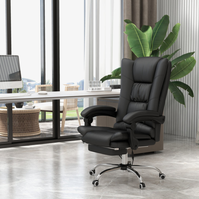 Fauteuil inclinable pivotant rembourré Nathalia, Similicuir noir