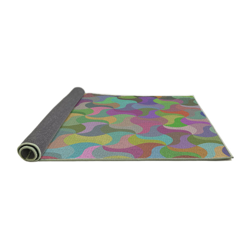 Vert abstrait Tapis décoratif, Rond 6 pi