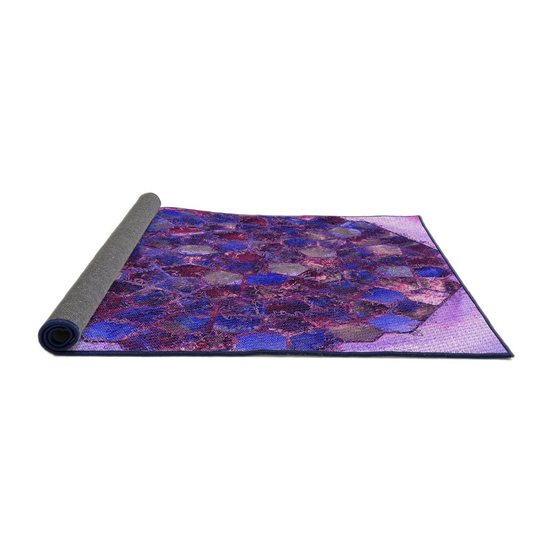 Tapis mauve en laine, Rond 4 pi