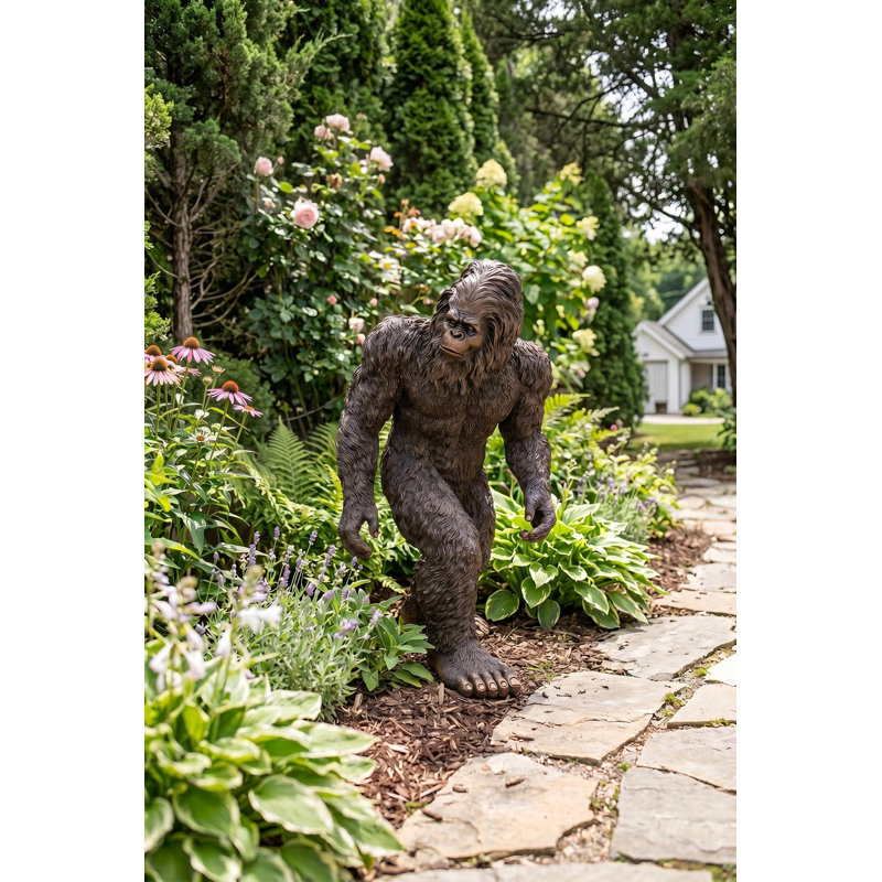 Statue yéti de jardin Bigfoot, Médium, Brun