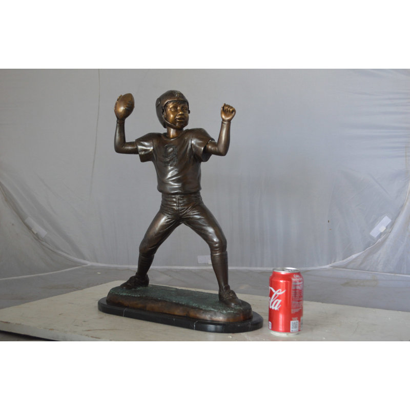 Ipswich Young Quarterback bronze statue - Size: 14"L x 6"W x 20"H.