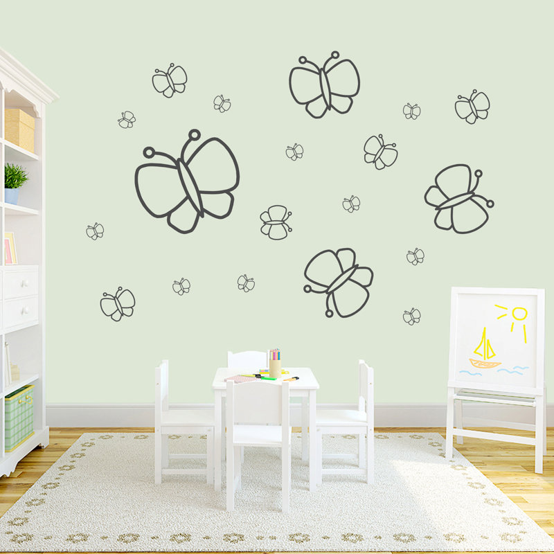 Adhésif décoratif papillons Harty, Gris foncé