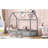 Gray Twin Size House Bed With Fence, Door - Pine Make Fence And Robust