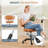 PU-Leather Task Chair, Compact Home Office Armless Chair, Ergonomic Padded Swivel Drafting Chair-427823202