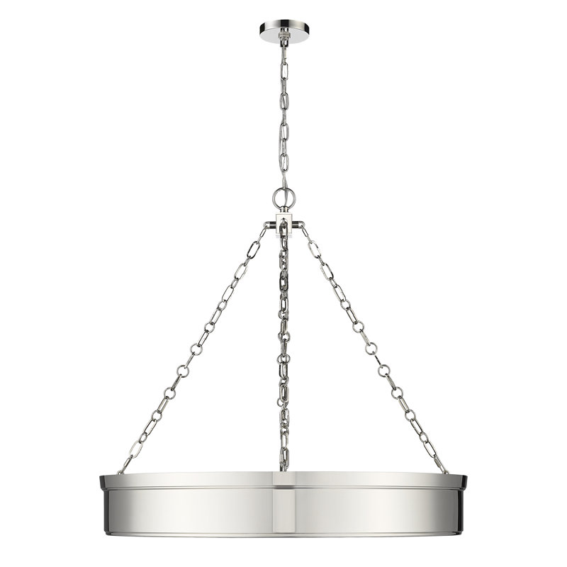 Luminaire suspendu 3 lumières DEL Dusten, Nickel poli, H 77 po x l 33 po x P 33 po