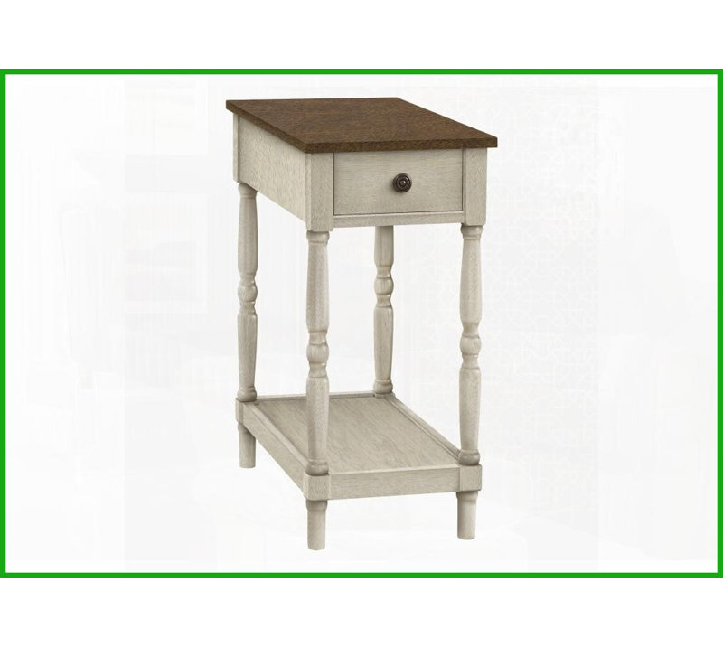 Table basse à 2 niveaux peu encombrante - brun étroit & amp; Placage blanc antique d'une hauteur de 25 po pour le salon / la chambre à coucher