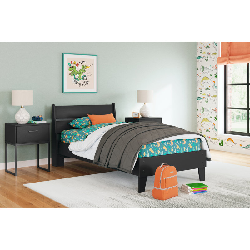 Socalle Twin Panel Platform Bed, Twin, Black