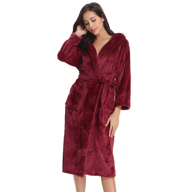 Jarom Flannel Mid-Calf Bathrobe, XL, Red