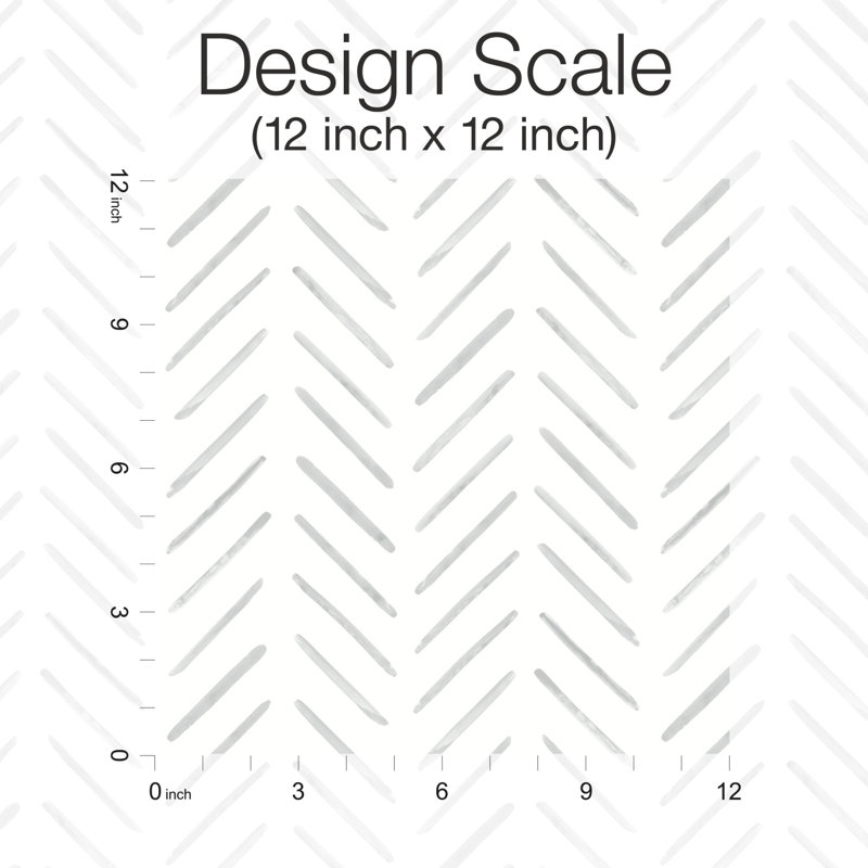 Painted Herringbone Chevron Peel & Stick Wallpaper Roll, Fog