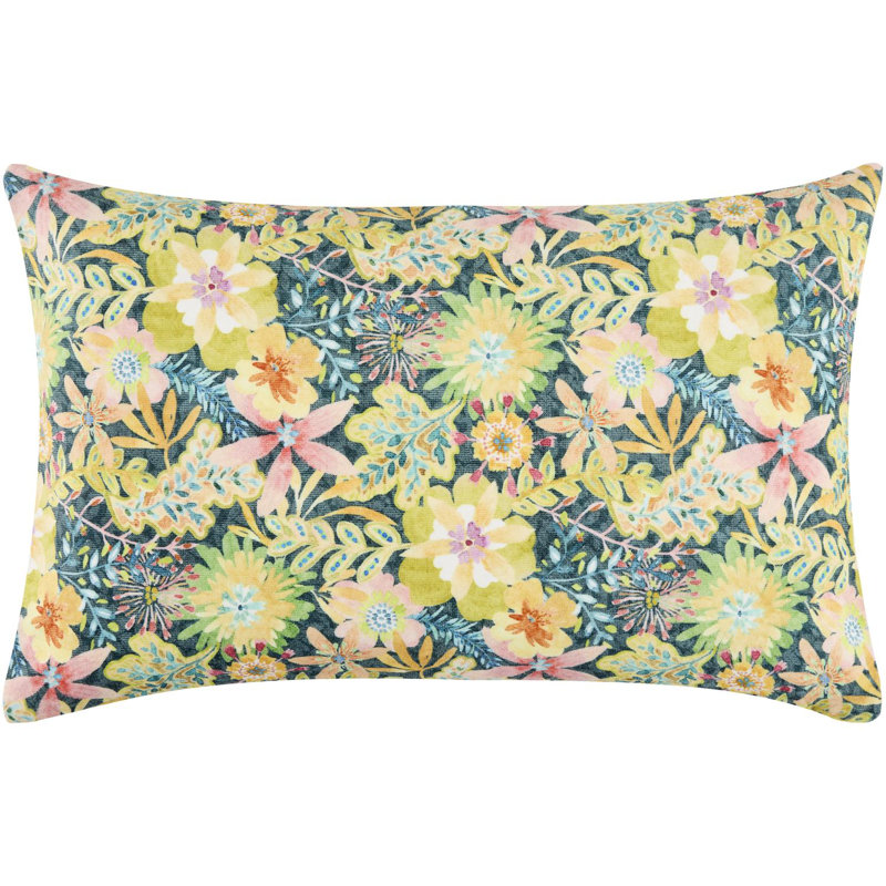 Housse de coussin lombaire Spring Bouquet, Rectangulaire H 14 po x l 22 po, Multicolore-vert