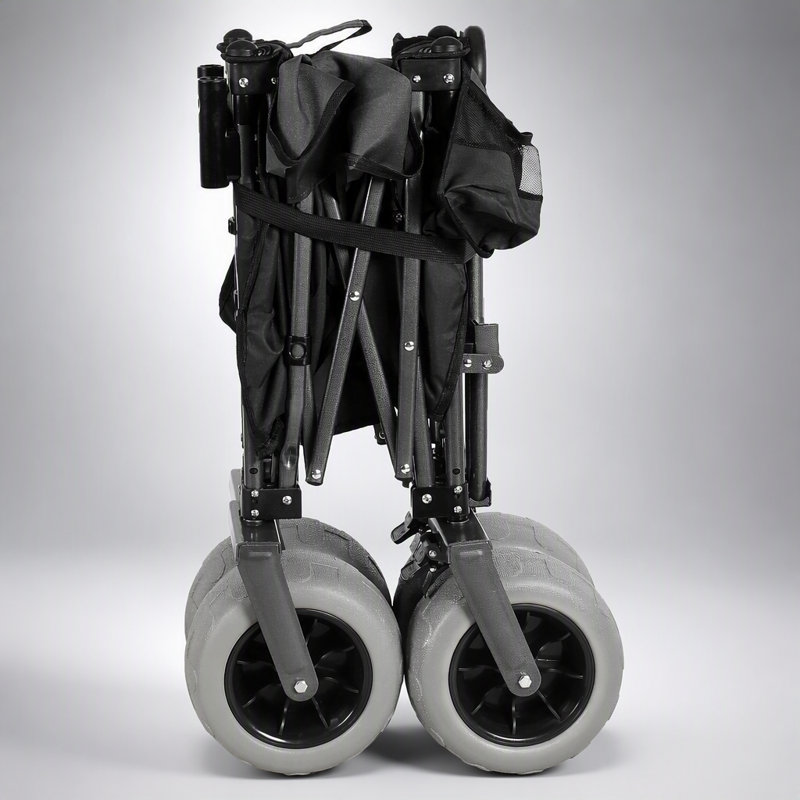 Chariot pliant 48 pouces multifonctionnel avec poignée rotative et pneus tout-terrain pour le camping et la plage, robuste et grande capacité