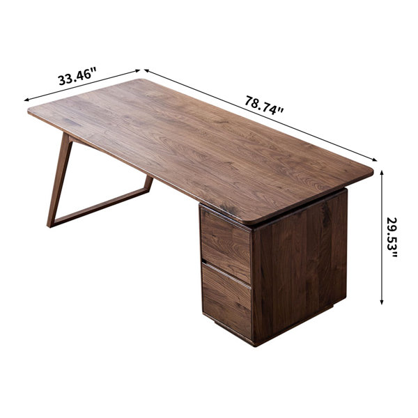 Loon Peak Modern Solid Walnut Wood Rectangular Writing Desk - Wayfair ...