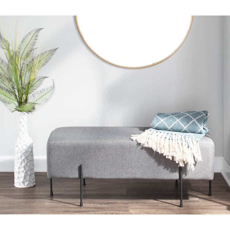 Greely Upholstered Bench, Gray Polyester