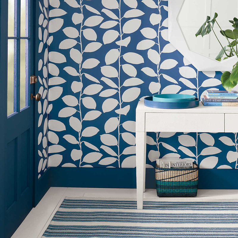 Kit Kemp x Annie Selke Road Runner Blue Handwoven Indoor/Outdoor Rug, Rectangle 9' x 12'