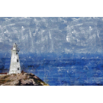 " Painted Lighthouse By Blue Ocean " Painting Print