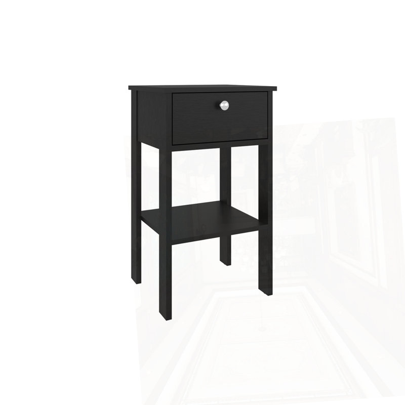 Table de chevet avec 1 tiroir, Noir