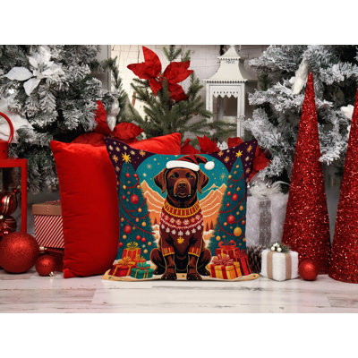 1134_Chocolate Labrador Retriever Christmas Fabric Decorative Pillow