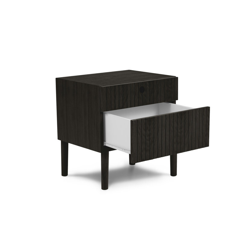 Ironesha 45cm W Bedside Table, Black Oak