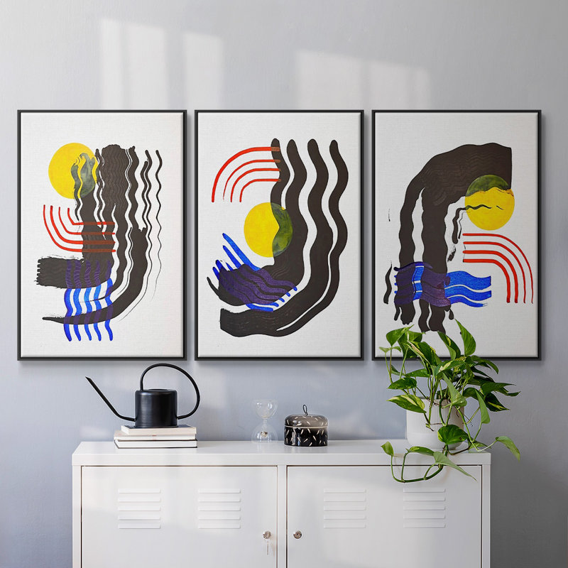" Shifting I " 3 - Pieces, 48" H x 96" W x 2" D, Black
