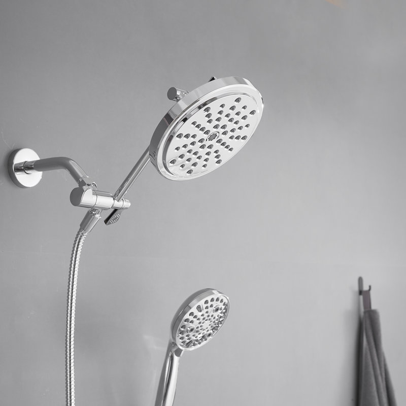 Rainfull 8-Spray Patterns Dual Wall Mount Shower Heads And Handheld Shower Head 2.5 GPM, Polished Chrome