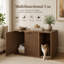 Litière pour chat cachée médiévale en noyer avec tapis à griffer et passage réversible; table d'appoint décorative multifonctionnelle pour animaux de compagnie.-1350677214