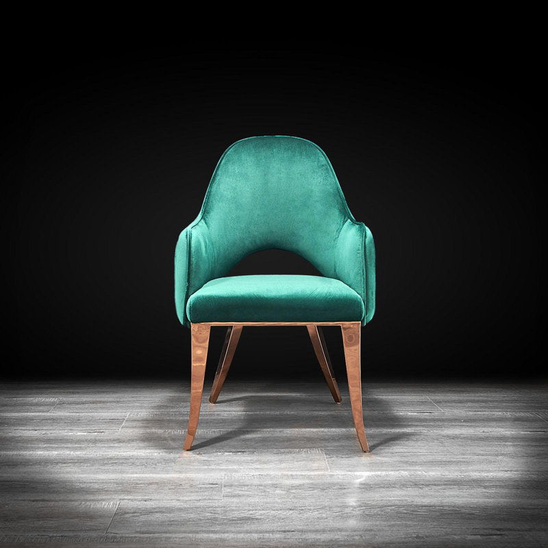 Chaise d'appoint en velours Merriott, Bleu sarcelle, Or