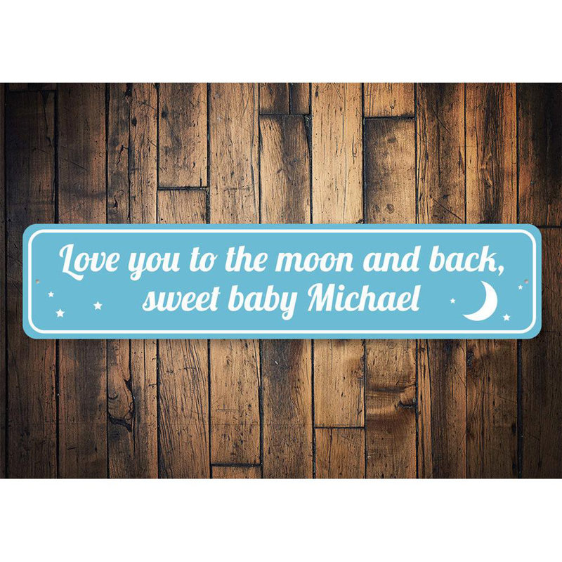Plaque en aluminium Love You To The Moon and Back, H 6 po x l 24 po x P 0,063 po