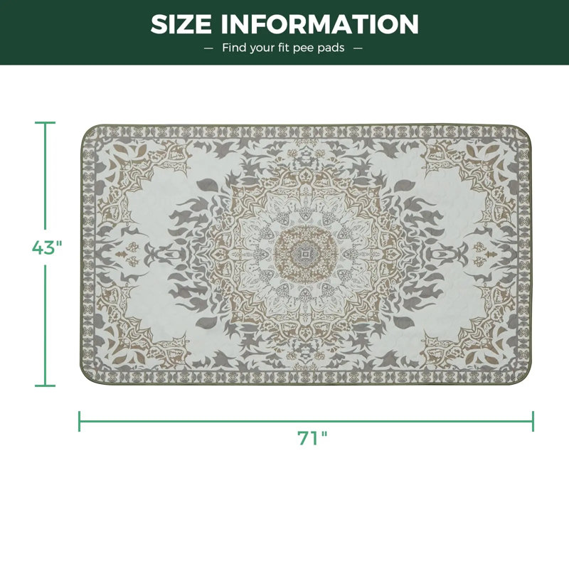 Protège-peluche lavable pour chiens, coussins de chiots avec super absorbant, spécialement conçu pour le stylo pour chien à 6 panneaux 32 pouces Rollick / HomePlus de Foxw, rectangle 43 po x 71 po, Boho, 1 paquet