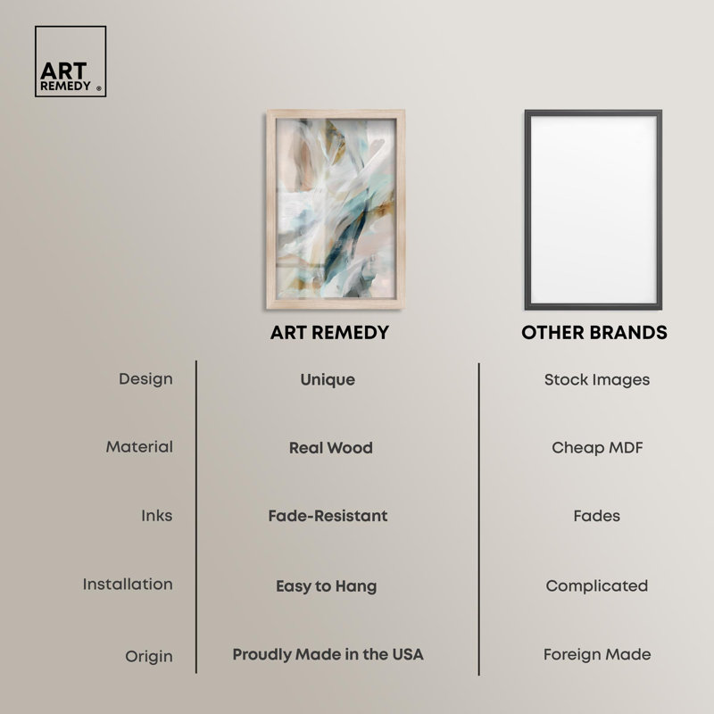 «Whispering Colors I Shadowbox Print», art abstrait vert par Art Remedy, Crème, crème, H 25 po x l 17 po