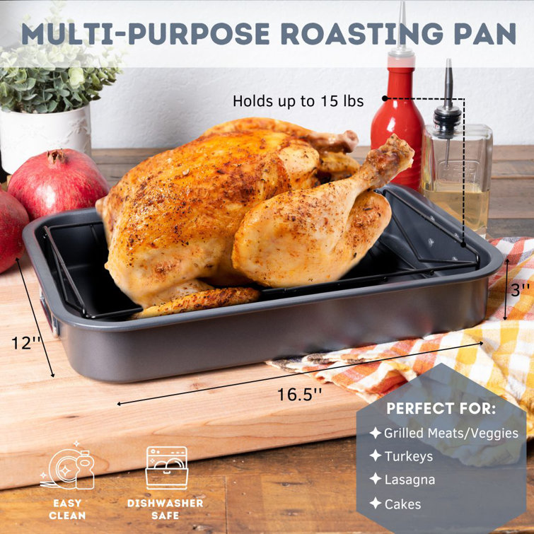 Imperial Home 16'' Carbon Steel Roasting Pan with Rack & Reviews