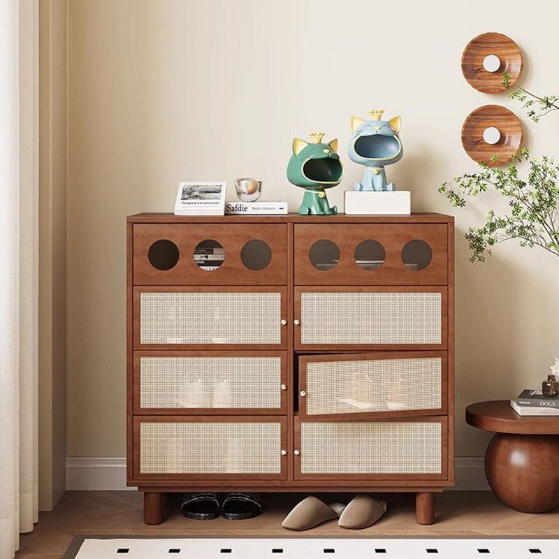 Armoire de rangement minimaliste en rotin pour chaussures