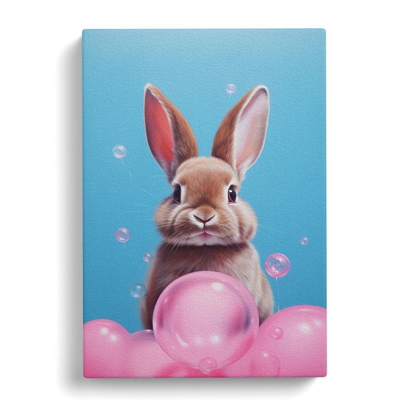 Rabbit Bubble Gum Painting - Wrapped Canvas, 60cm H x 40cm W x 3cm D