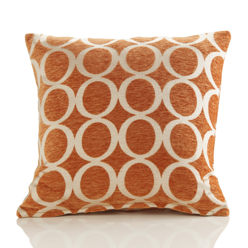 Broward Geometric Cushion Cover/Cushion with Filling, 45 x 45cm, Orange, Polyester/Polyfill