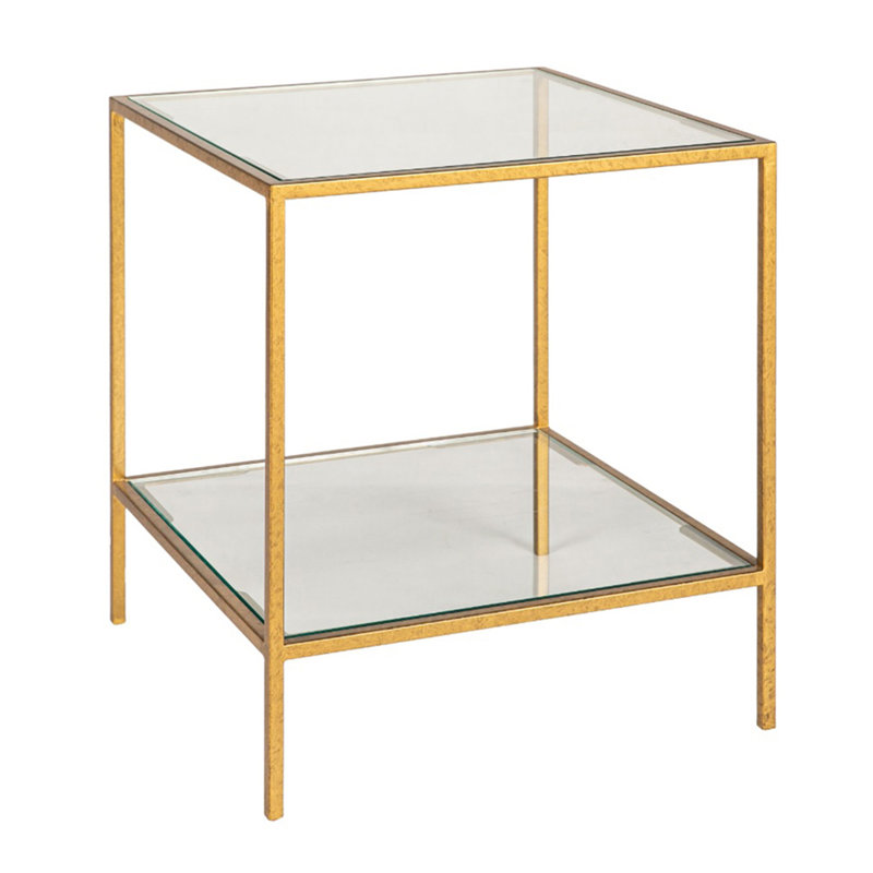 Kayce Glass End Table with Storage, Royal Gold