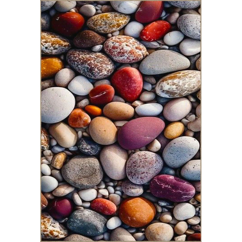 Tapis tissé à base pebble et tapis lavable, Carré 3 pi 3 po