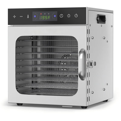 Déshydrateur d'aliments en acier inoxydable à 10 plateaux, 304 plateaux de qualité alimentaire, débit d'air à 360 °, contrôle numérique de la température et minuterie 24 heures, déshydrateur électrique silencieux pour les saucisses, les fruits, les légumes, les herbes et les friandises pour animaux