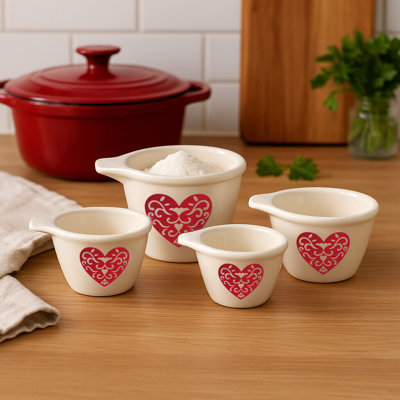 Heart 4-Piece Dolomite Measuring Cup Set