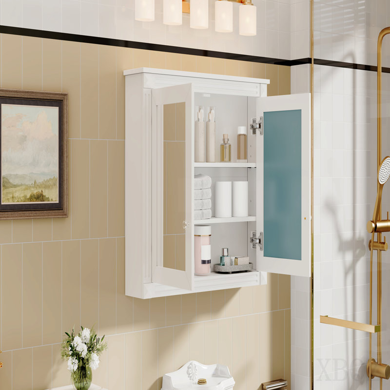 Armoire à pharmacie, armoire de rangement murale pour salle de bain, armoire murale moderne avec 2 miroirs et armoire d'appoint