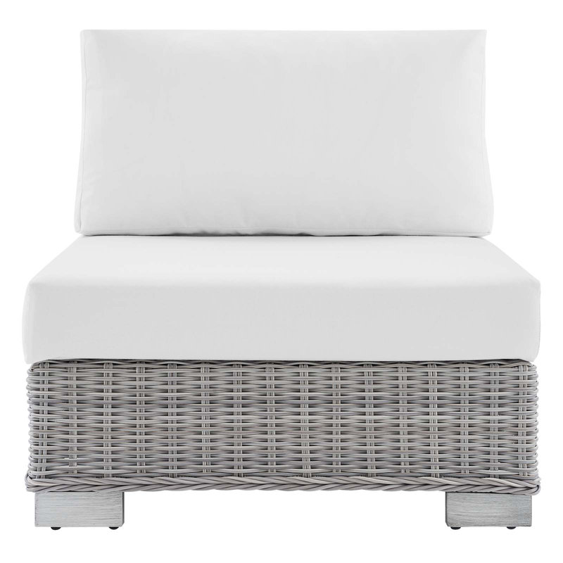 Chaise sans accoudoirs en rotin Conway, Sunbrella® blanc