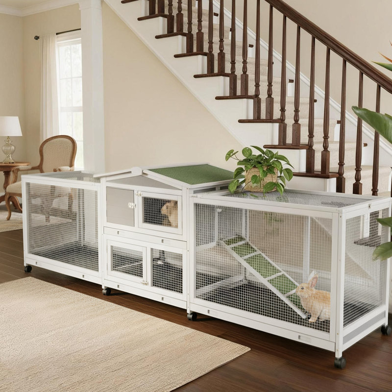 94.5'' Rabbit Hutch With 8 Wheels