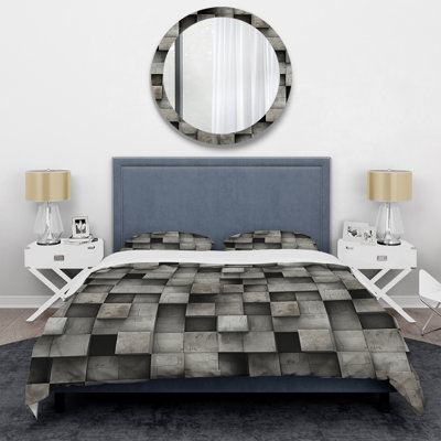 Architectural Concrete Wall Illusion Abstract Duvet Cover