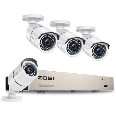 8CH 2MP DVR Security Camera System 1080P Wired Outdoor Camera IP67, 120ft Night Vision, Remote View -  ZOSI, 8VNA-261W4S-00-US-A10